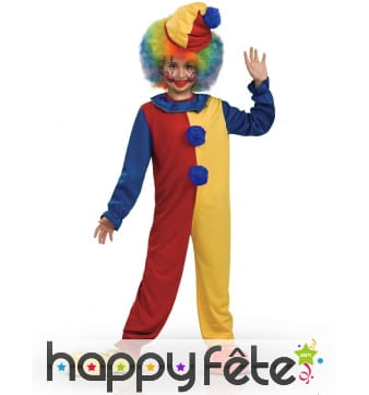 Costume de clown bicolore jaune rouge pour enfant