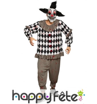 Costume de clown psychopathe ensanglanté, homme