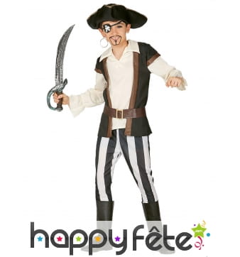 Costume de Corsaire rayé noir et blanc pour garçon