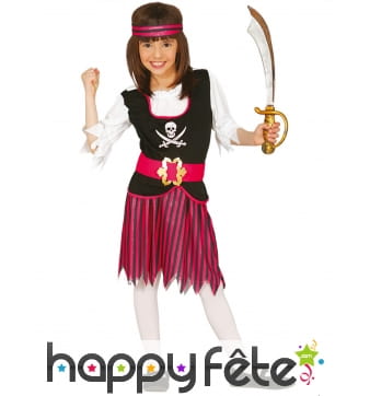 Costume de Corsaire rayé rose et noire pour fille