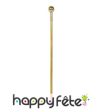 Canne dorée dandy pimp avec petits diamants, 92 cm