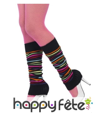 Chaussettes de danseuse noires lignes multicolores