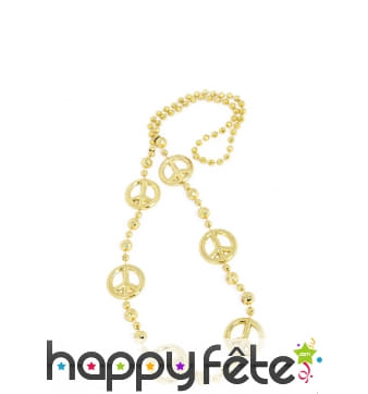 Collier doré d'insignes hippies