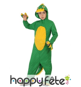 Combinaison de dinosaure vert jaune pour enfant