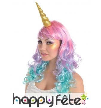 Corne dorée de licorne sur serre-tête pour adulte