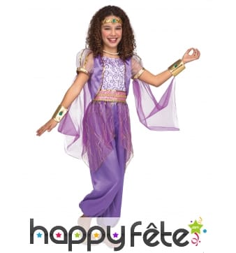 Costume de danseuse orientale violette pour enfant
