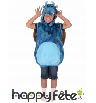Costume de dragon bleu pour enfant, rembourré