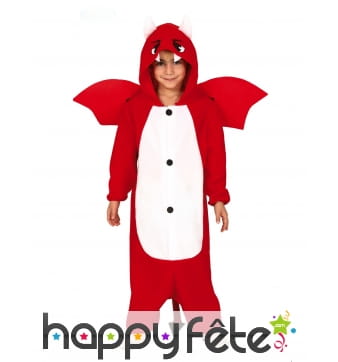 Costume de dragon rouge ventre blanc pour enfant