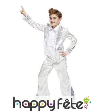 Costume du disco king enfant argenté