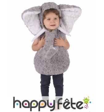 Costume d'éléphant gris en peluche pour enfant