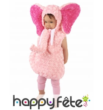Costume d'éléphant rose en peluche pour enfant