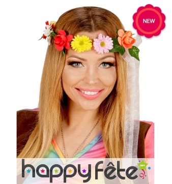 Couronne de fleurs colorées pour adulte