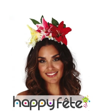 Couronne de fleurs exotiques sur serre-tête
