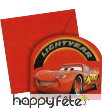 Cartes d'invitation + enveloppes Cars