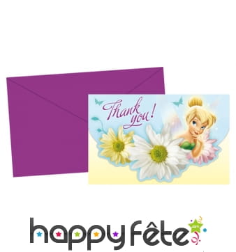 Cartes d'invitation + enveloppes Fée Clochette