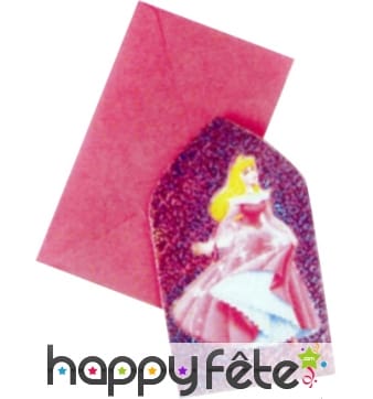 Cartes d'invitation + enveloppes princesse Disney