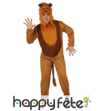 Combinaison de lion à capuche pour adulte