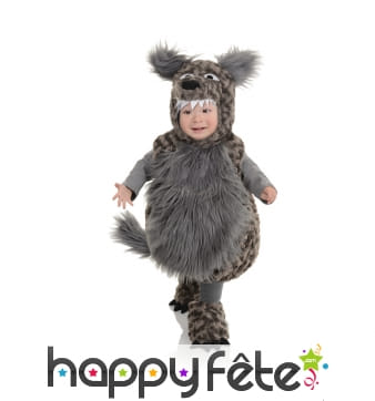 Costume de loup gris en peluche pour enfant