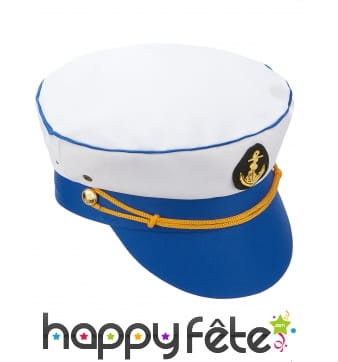 Casquette de marin blanche et bleue