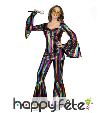 Costume disco multicolore pour femme