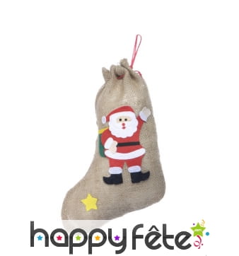 Chaussette de Noël en toile de jute