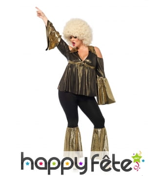 Costume disco noir or grande taille pour femme
