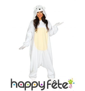 Combinaison d'ours blanc pour adulte
