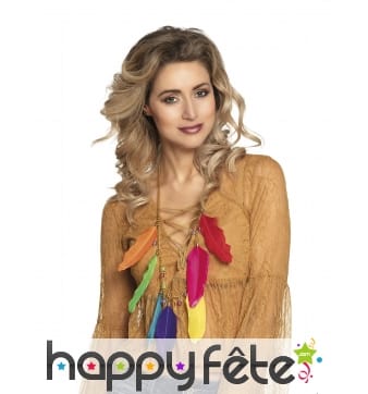 Collier de plumes colorées pour femme