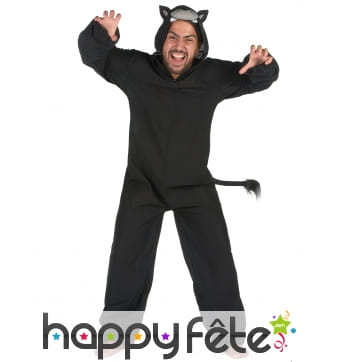 Combinaison de panthère noire avec capuche, homme