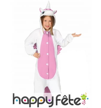 Combinaison de petite licorne rose et blanche
