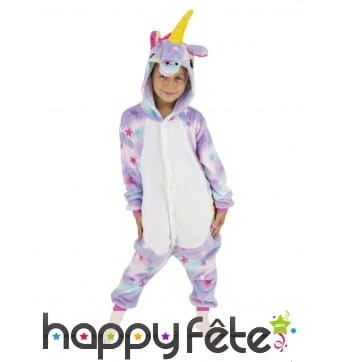 Combinaison de petite licorne violette et étoiles