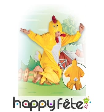 Combinaison de poulet jaune peluche