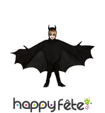 Costume de petite chauve-souris noire ailée