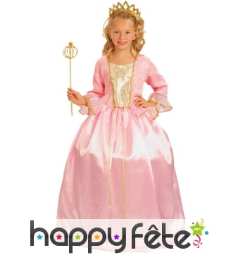 Costume de petite princesse rose coutures dorées