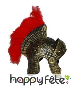 Casque de romain avec plumes rouges, adulte