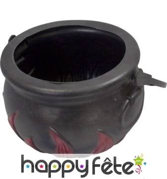 Chaudron de sorcière décoré de flammes