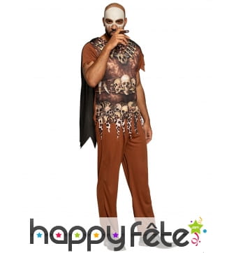 Costume de sorcier vaudou marron avec capeline