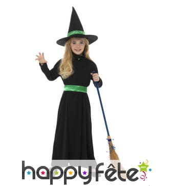 Costume de sorcière noir et vert pour enfant