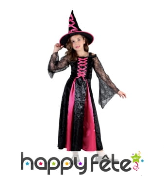 Costume de sorcière rose pour enfant