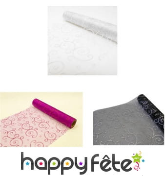 Chemin de table en organza motifs arabesques