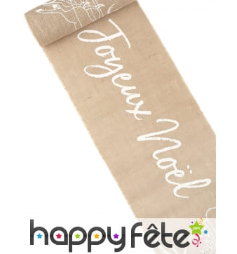 Chemin de table Joyeux Noel en toile de jute, 5m