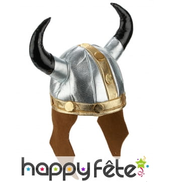 Casque de viking métallique avec cornes