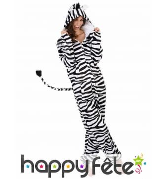 Combinaison de Zèbre à capuche pour Femme