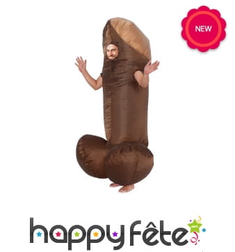 Costume de zizi gonflable marron