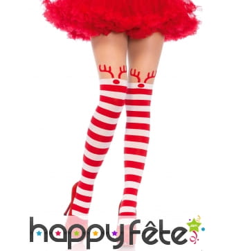 Collants effet bas rayés rouge et blancs de Noel