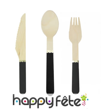 Couverts en bois noirs de 16cm