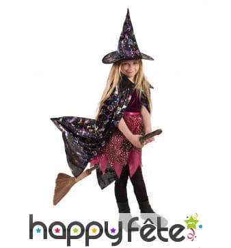 Cape et chapeau motifs miroir brillant sorciere