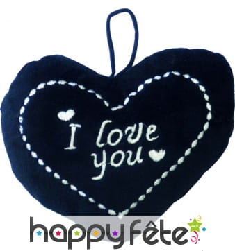 Coussin en coeur noir i love you