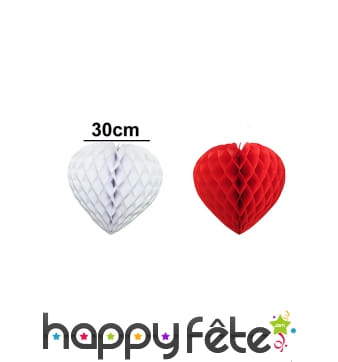 Coeur en papier alvéolé, 30 cm