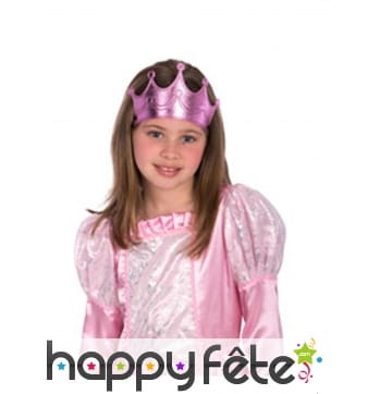 Couronne en plastique rose effet métallisé fille